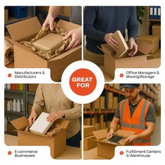 Multi-Depth Corrugated Boxes, 14″L x 12″W x 6″H, Pack of 5 – USA-Made Boxes f…