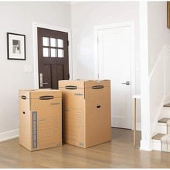 Portable Cardboard Clothes Moving Solution W/ Hanging Bars & Reinforced Handles