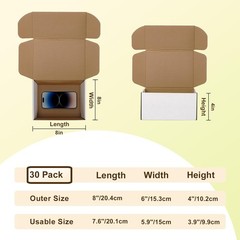 8x6x4 Shipping Boxes 30 Pack White Small Cardboard Packing Boxes Mailing
