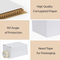 8x6x6 Shipping Boxes 40 Pack White Corrugated Cardboard Packing Moving Small