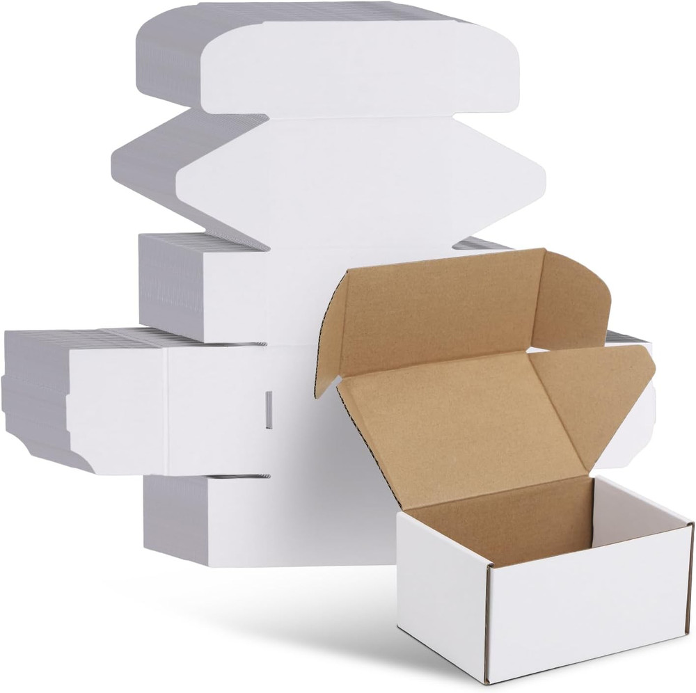 6X4X3 Shipping Boxes Set of 30, 6X4X3 White Corrugated Cardboard Box for Packagi