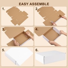 6x4x3 Inches Shipping Boxes Set of 25, White Corrugated Cardboard Boxes, Mail…