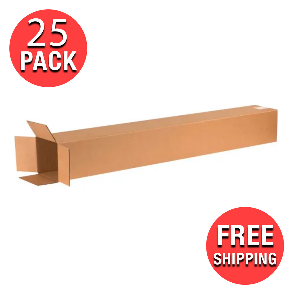 (25-Pack) 6″ x 6″ x48″ Tall Kraft Cardboard Corrugated Shipping Boxes Moving Box