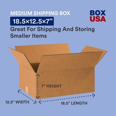 18 1/2 x 12 1/2 x 7 Corrugated Cardboard Boxes, Medium 18.5″L x 12.5″W x 7″H,…
