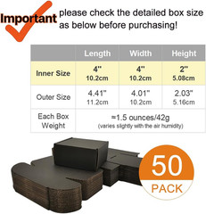 50 Pack 4X4X2” Small Shipping Boxes, Corrugated Cardboard Mailers for Business,