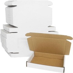 50 Pack 6x4x1 Inch White Corrugated Shipping Boxes, Cardboard Literature Mailers