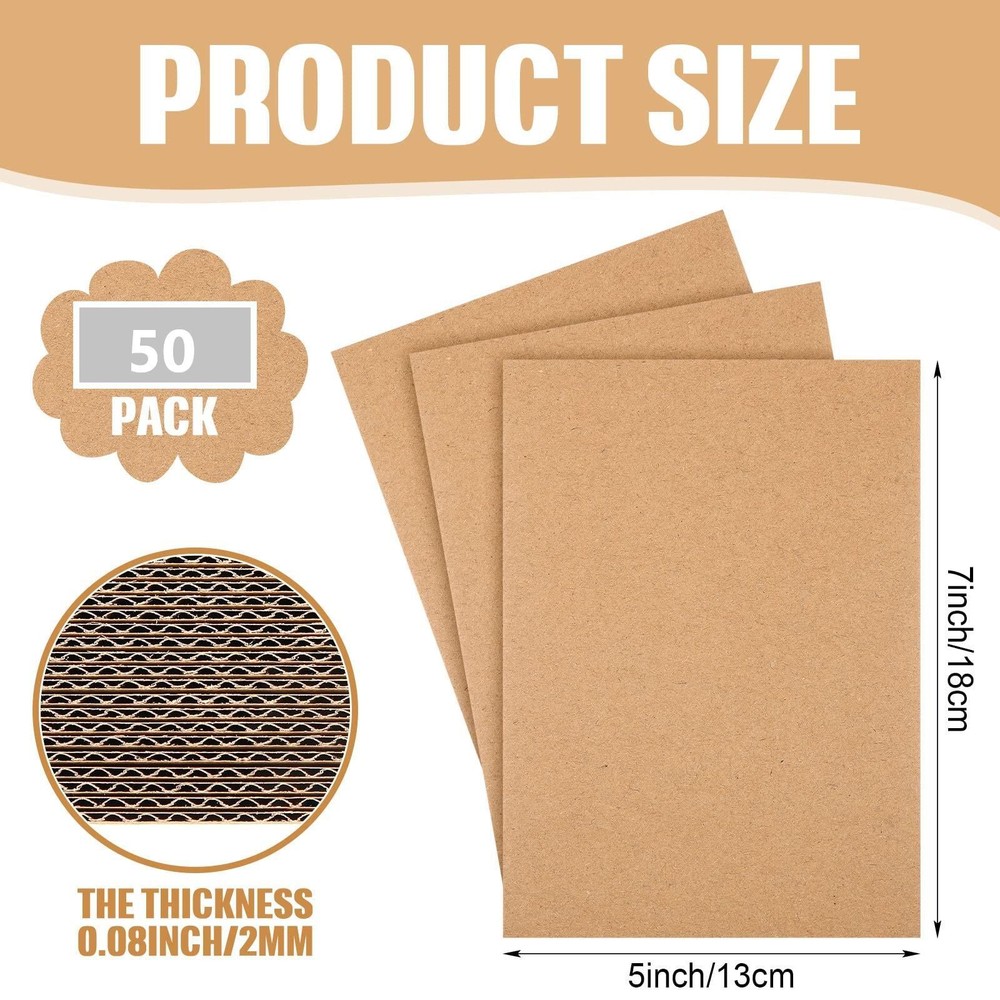 50 pieces 5″ x 7″ Corrugated 2 mm Cardboard Sheets for Mailers Flat Pack Insert