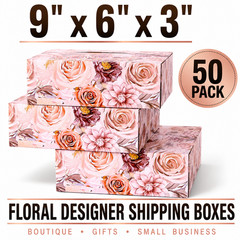 Boho Floral Mailer Boxes 9x6x3 Boutique Gift Packaging Shipping Boxes 32 ECT
