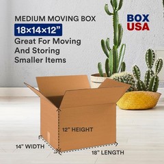 Moving Boxes Medium 18″L x 14″W x 12″H 10-Pack | Corrugated Cardboard Box for…