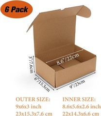 Versatile 6 Pack 9x6x3 Inch Mailer Boxes – Secure Closure for Shipping & Gifts