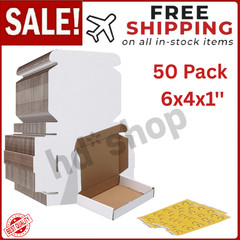 50 Pack White Corrugated Shipping Mailer Small Packaging Packing Boxes 6x4x1”