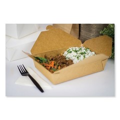 GEN Reclosable Kraft Take-Out Box, 54 oz, Brown, Paper, 200/Carton