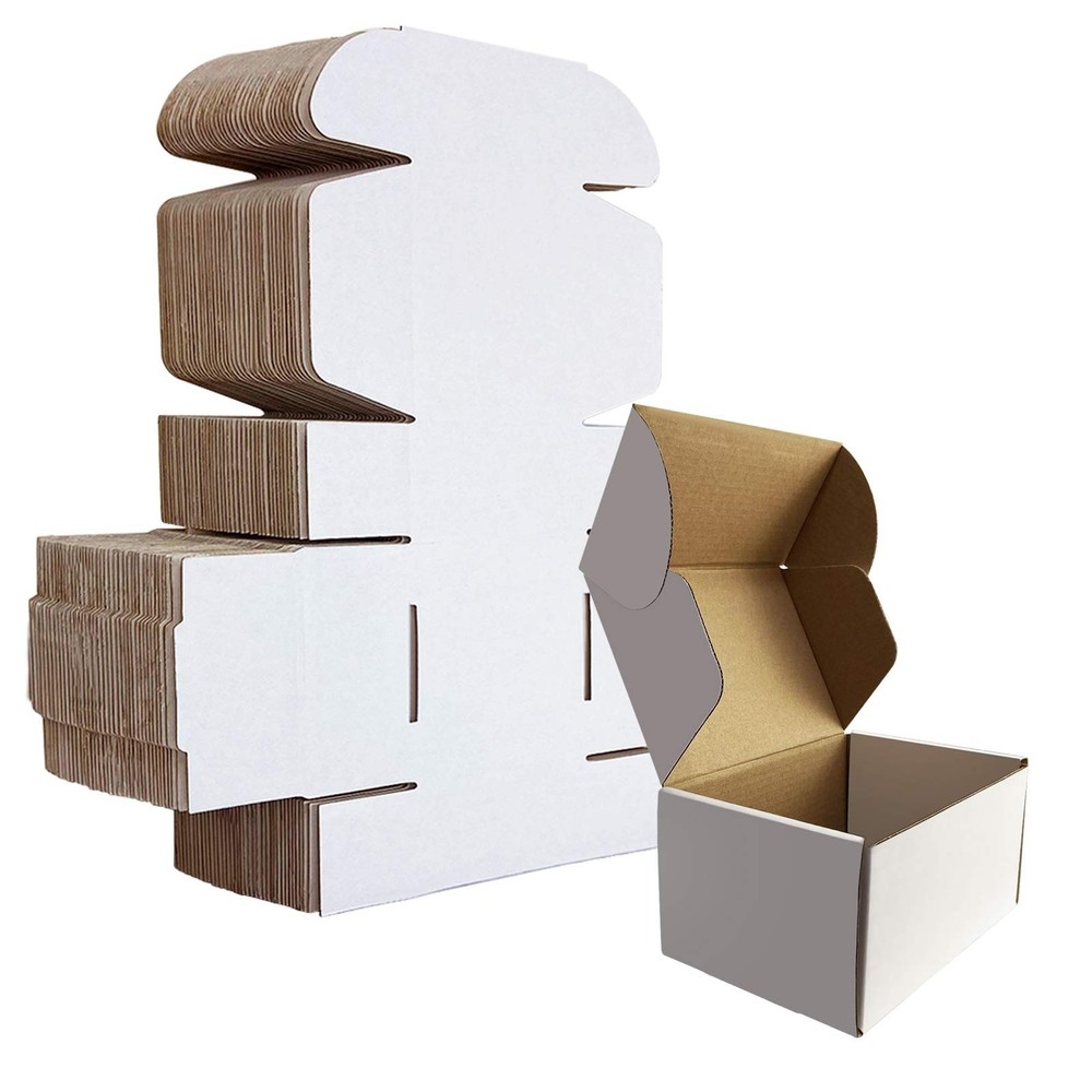 HORLIMER 6x4x3 inches Shipping Boxes Set of 25, White Corrugated Cardboard Bo…