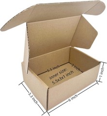 Small Sturdy Cardboard Box 6 x 3 x 1 Inch Mailing Corrugated Boxes Business P…