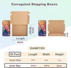 Eco-Friendly 6x4x1 Shipping Boxes, Pack of 50 – Easy Assembly & Sturdy