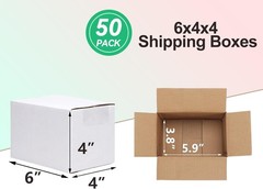 Brand New 6x4x4 Shipping Boxes 50 Pack White Cardboard