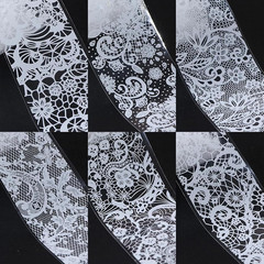 2 Boxes 20 Rolls White&Black Lace Nail Foil Sheets Holographic Nail Art Foil Tra