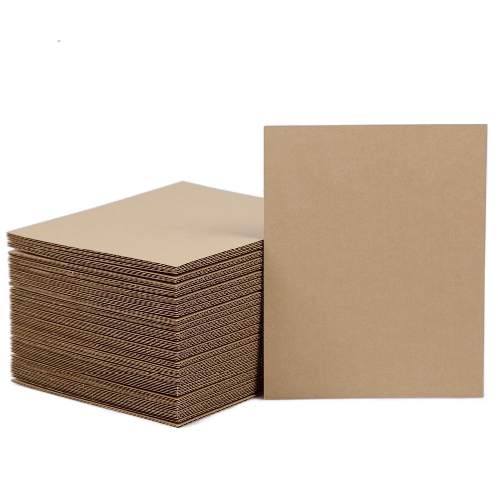 50 Pack Brown Corrugated Cardboard Sheets 8″L x 10″W, Flat Kraft Sheet for DI…