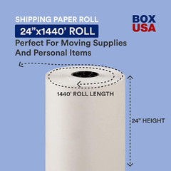 Shipping Paper Roll 1440’L X 24″W, 1-Pack | Large White Paper Roll for Packing,