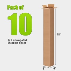 10 Pack 6x6x48 Inch Tall Corrugated Boxes – Shipping, Moving, Storage for Golf C