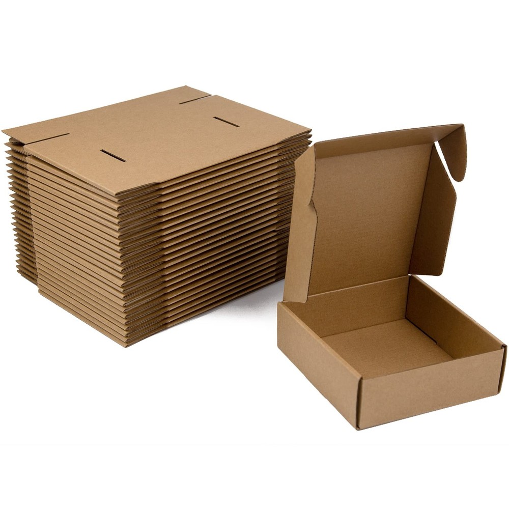 25 PCS Brown Corrugated Cardboard Shipping Boxes Mailing Packing 6x6x2 Inch