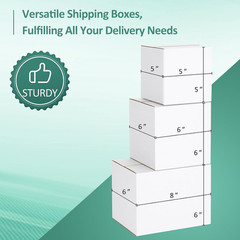 30 Pack Small Shipping Boxes Assorted Sizes, White Corrugated Box Mailers, Cardb