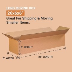 AVIDITI 26x6x6 Long Corrugated Boxes, Long, 26L x 6W x 6H, Pack of 25 | Shipp…