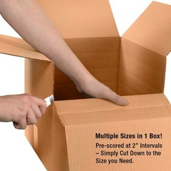 Partners Brand PMD1296 Multi-Depth Corrugated Boxes, 12″L x 9″W x 6″H, Kraft …