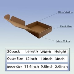 Pack of 20 Brown Corrugated Shipping Boxes 12x10x3 inch – Recyclable Mailer for
