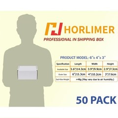 HORLIMER 6x4x3 inches Shipping Boxes Set of 50, White Corrugated Cardboard Bo…