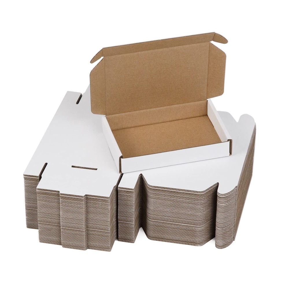 50 Pack 6x4x1 Inches White Shipping Boxes, Small Corrugated, Mailing, Packing