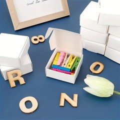 30 Pack Small Kraft Paper Gift Boxes 2.16×2.16×0.98 in Gift Boxes w/ Lid, White