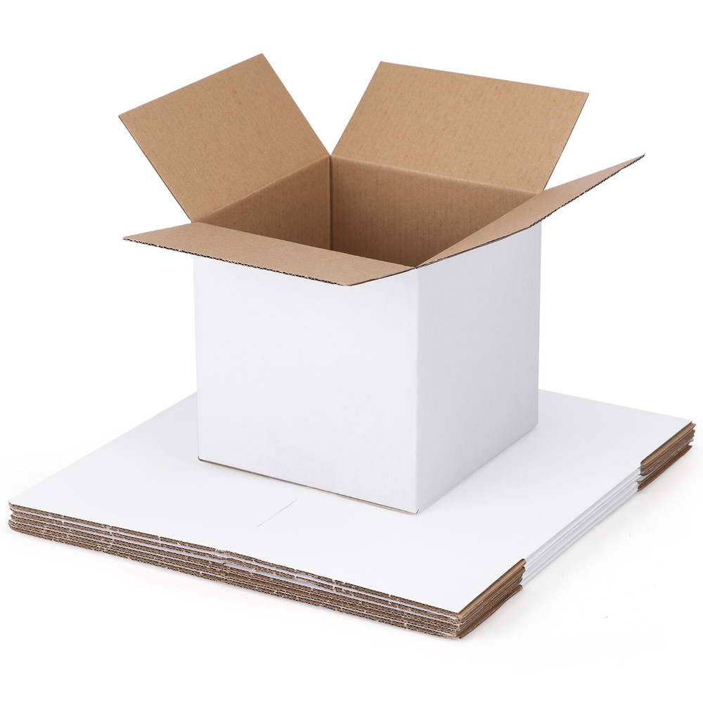 Shipping Boxes 6x6x6 Set Of 25, White Corrugated Cardboard Box