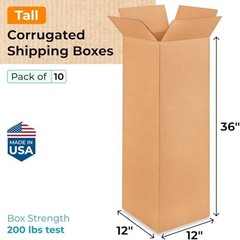 Tall Moving & Shipping Boxes 12x12x36 in 10-Pack Extra Strength Corrugated