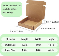 ​​​5X4X1 Inch Small Shipping Boxes 50 Pack, Brown Kraft Corrugated Cardboard
