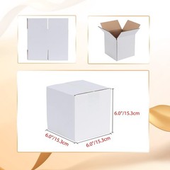 Calenzana 6x6x6 Inches Shipping Boxes Set of 40, White Corrugated Cardboard B…