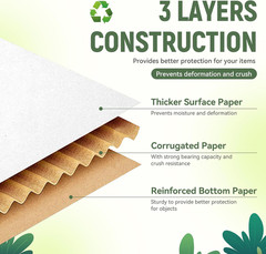 7″X5″X2″ Shipping Boxes Set of 3, White Corrugated Cardboard Box Literature Mail
