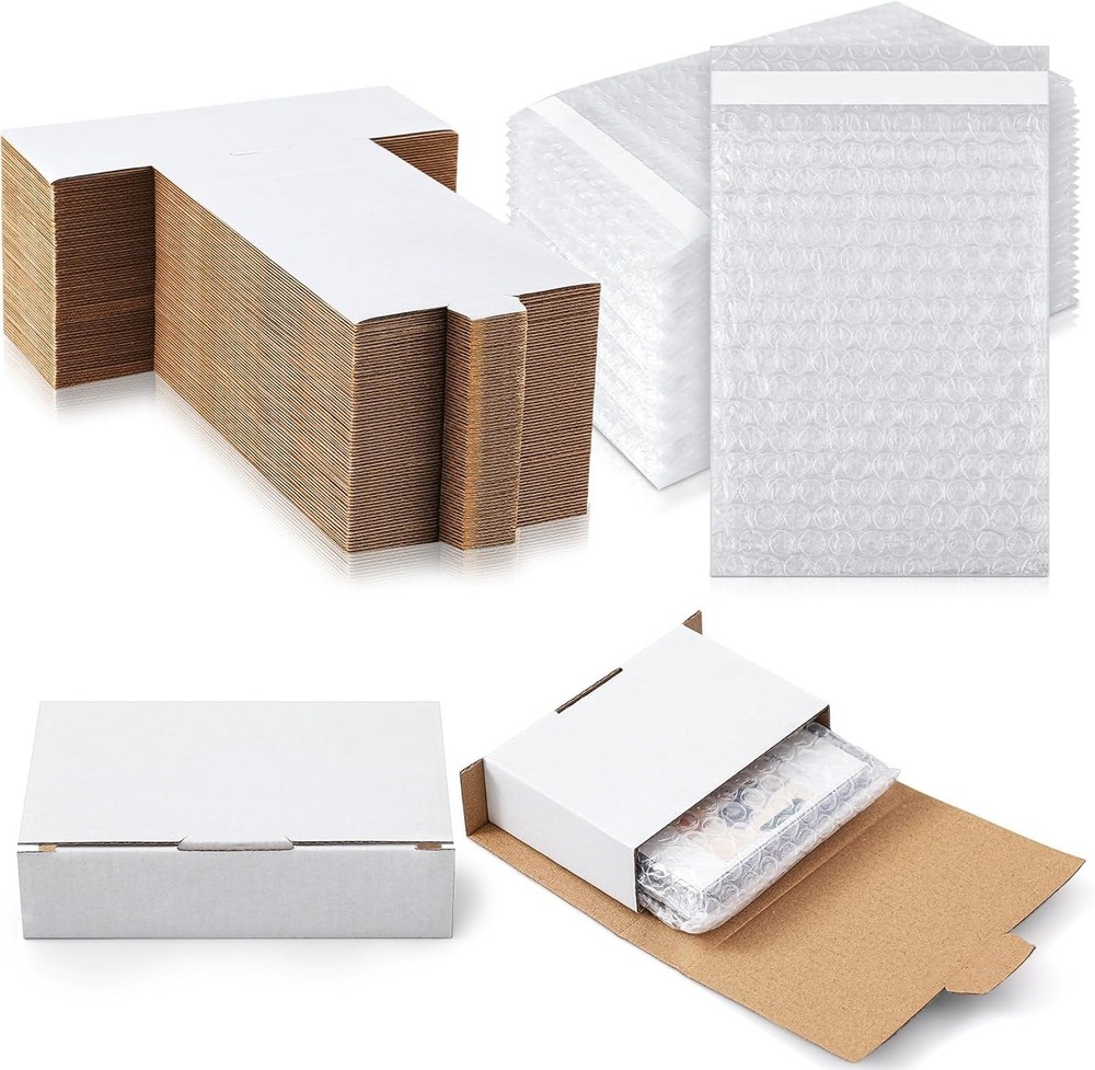 50 Pcs Cassette Mailers Cardboard Cassette Boxes with Sealing Bubble Protecti…
