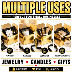 4x4x4 Metallic Gold Designer Boxes Gift Packaging Boutique Shipping Boxes