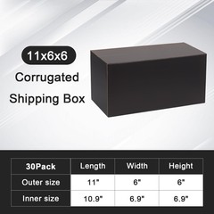 30 Pack 11x6x6 Black Shipping Boxes Medium, Mailer Cardboard Boxes for Shippi…