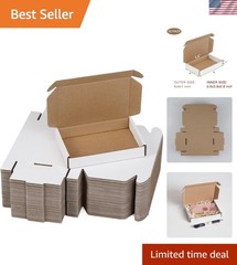 Sturdy 50 Pack 6x4x1 White Cardboard Boxes – Perfect for Small Item Shipping