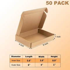 MEBRUDY 6x4x1 Inches Shipping Boxes Pack Of 50, Small Corrugated Cardboard Box