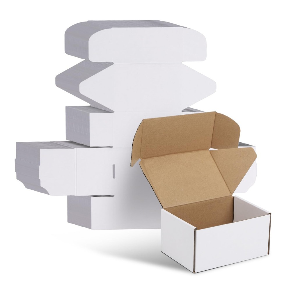 6X4X3 Shipping Boxes Set of 30, 6X4X3 White Corrugated Cardboard Box for Pack…