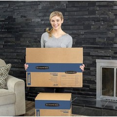 Smoothmove 0062801 18 In X 18 In X 16 In Moving Box, Kraft, Blue Printing,