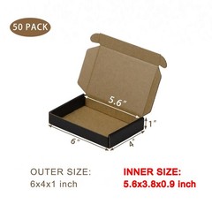 50 Pack 6x4x1 Inch Small Black Corrugated Cardboard Shipping Mailing Box