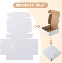 100 Pack 6x6x2in Corrugated Shipping Boxes White Cardboard Mailer Gift Boxes