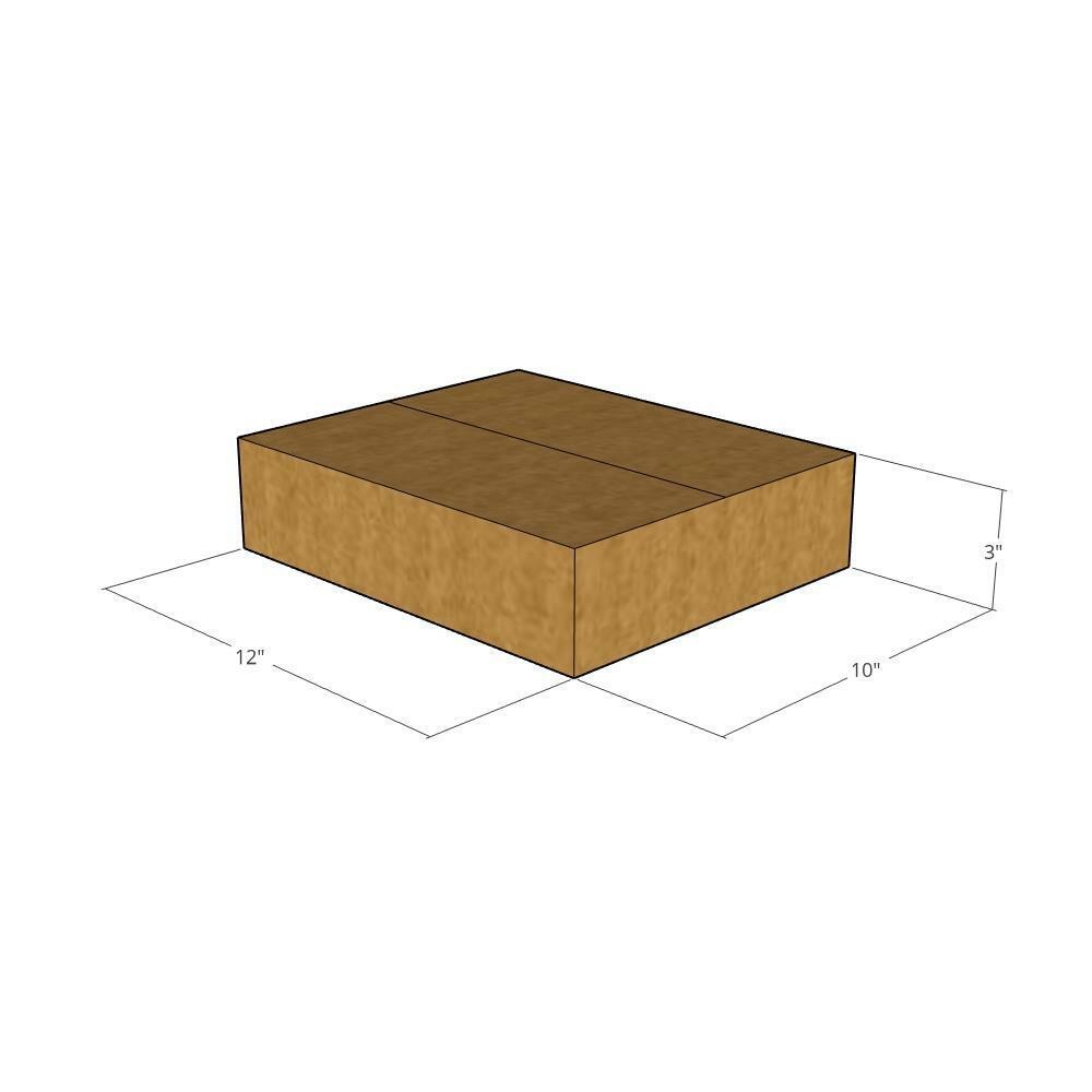 12x10x3 Flat Corrugated Shipping Boxes 32 ECT Single-Wall, 50/Pack