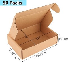 50 Pack Small Shipping Boxes 6x4x1.6 Inch Corrugated Box Small Box Mailers Re…