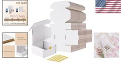 Brand New 4x4x2 White Corrugated Cardboard Shipping Boxes Set of 100