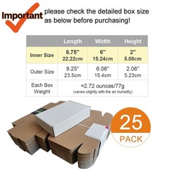 9x6x2” Corrugated Mailer (25 Pack), Cardboard Shipping Boxes, Oyster White (…